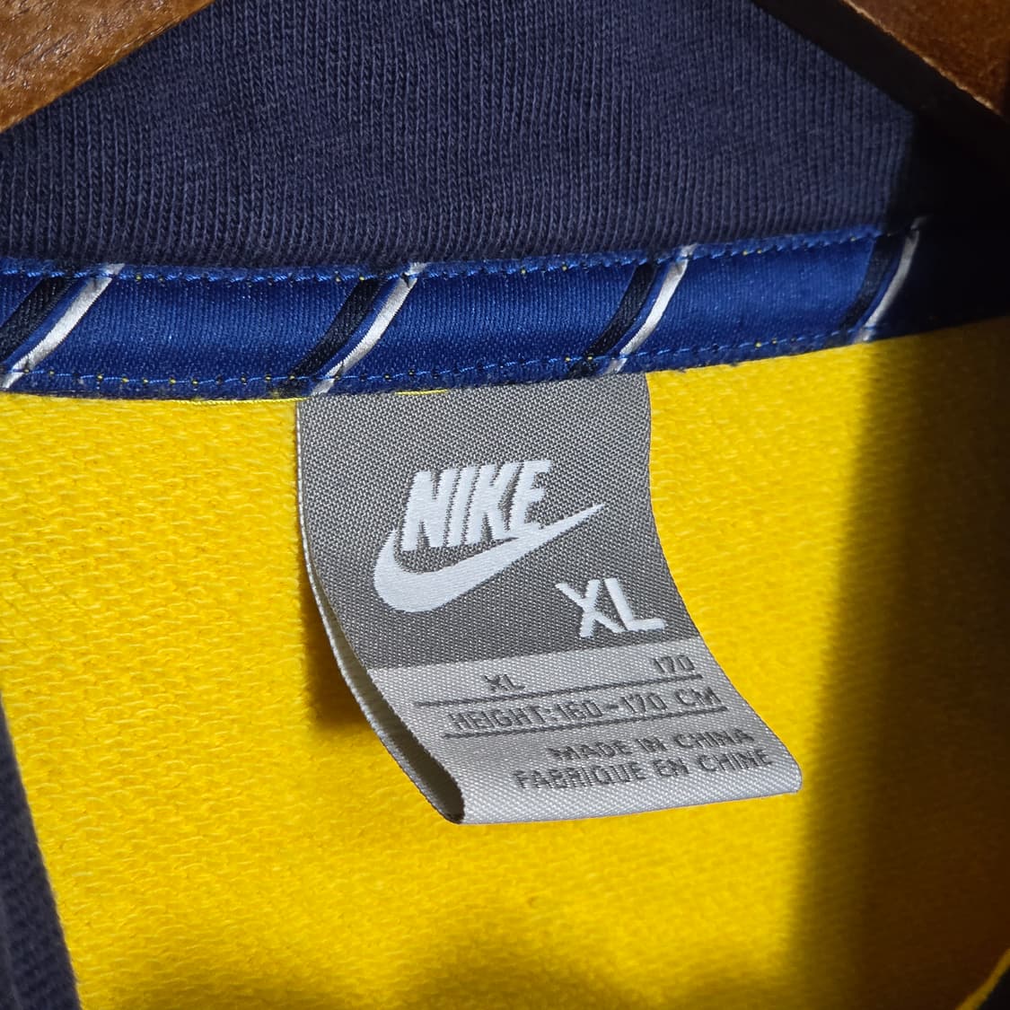 나이키 옐로우 네이비 배색 코튼 져지 집업 상품이미지9