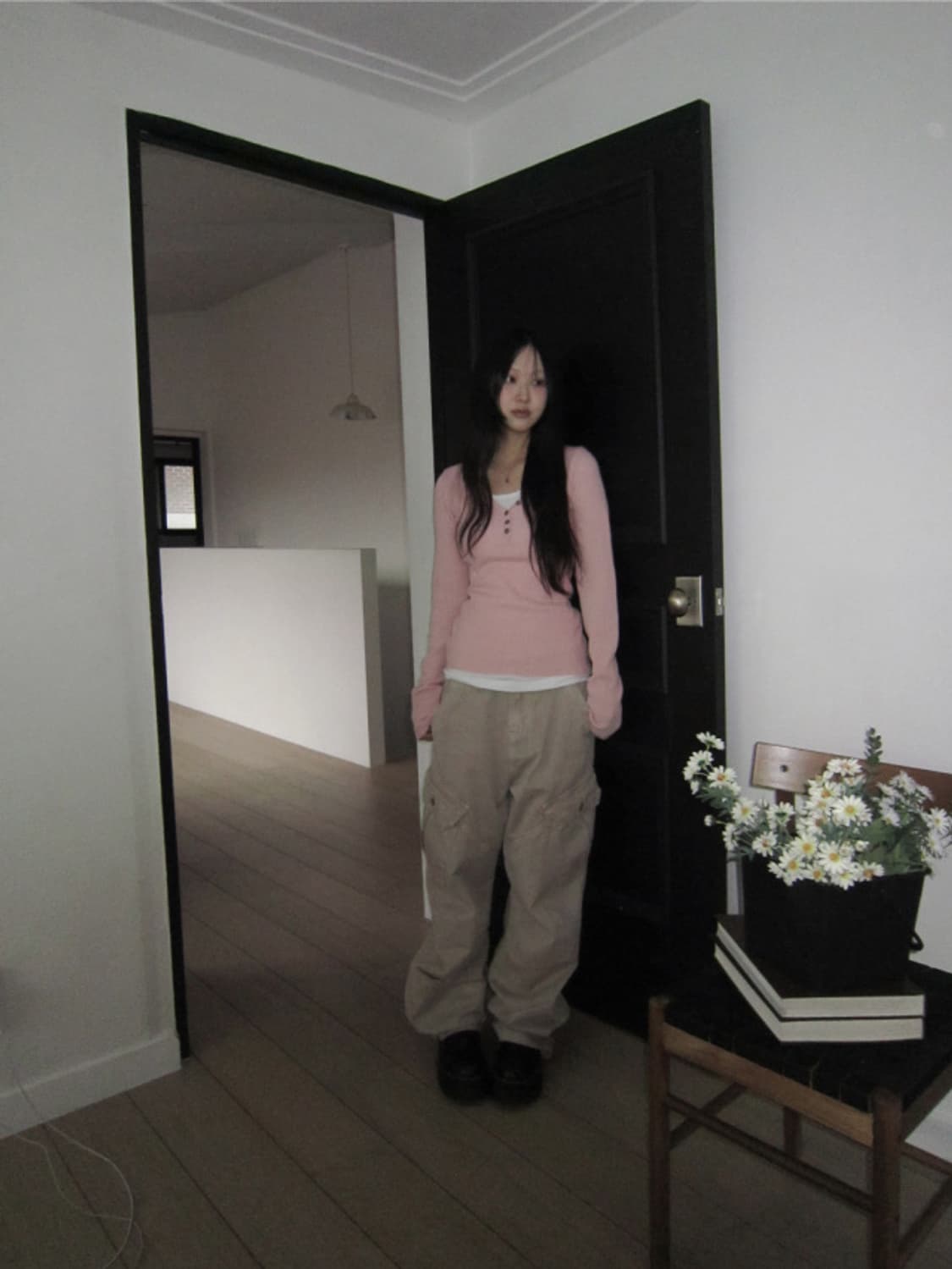 이즈이즈 버튼 니트 베이비 핑크 상품이미지2