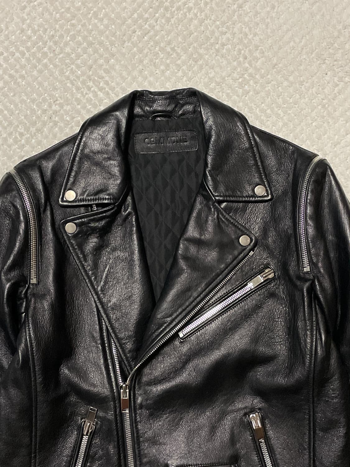 웨스턴 무드 램스킨 양가죽 체인 디테일 레더 자켓 상품이미지4