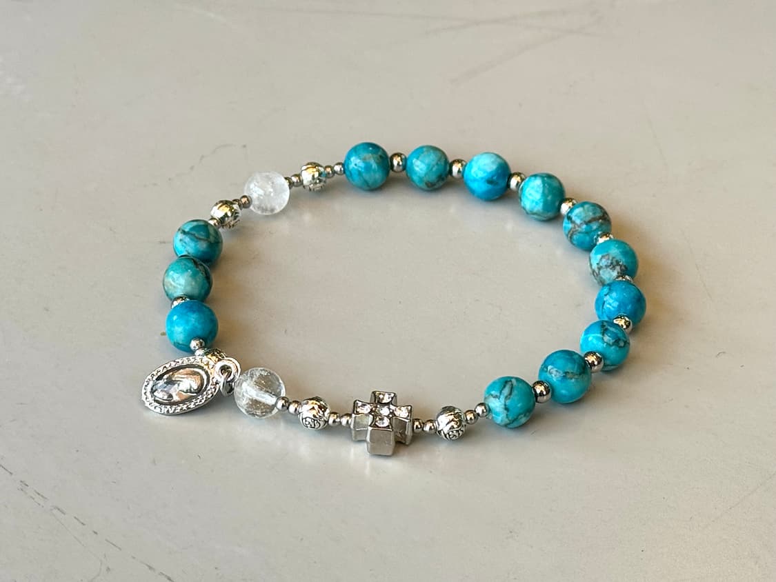 (맞춤) 천연석 터키석 백수정 묵주팔찌 원석팔찌 상품이미지2