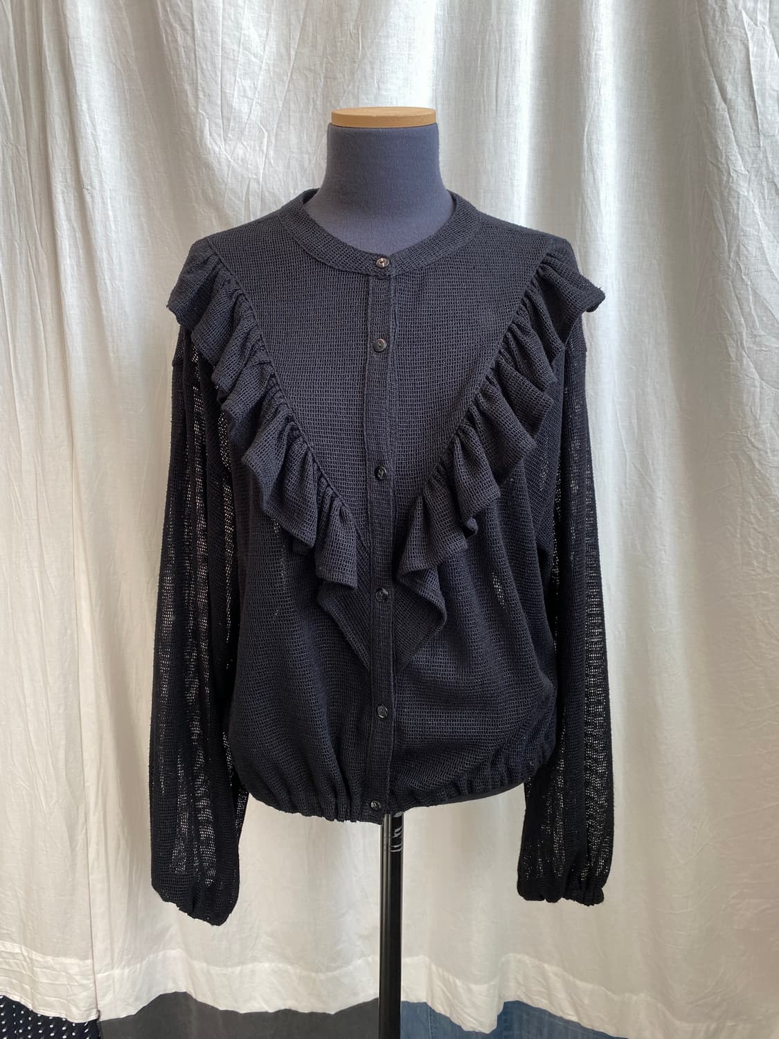 블랙 프릴 그물 가디건(M-L) 상품이미지1