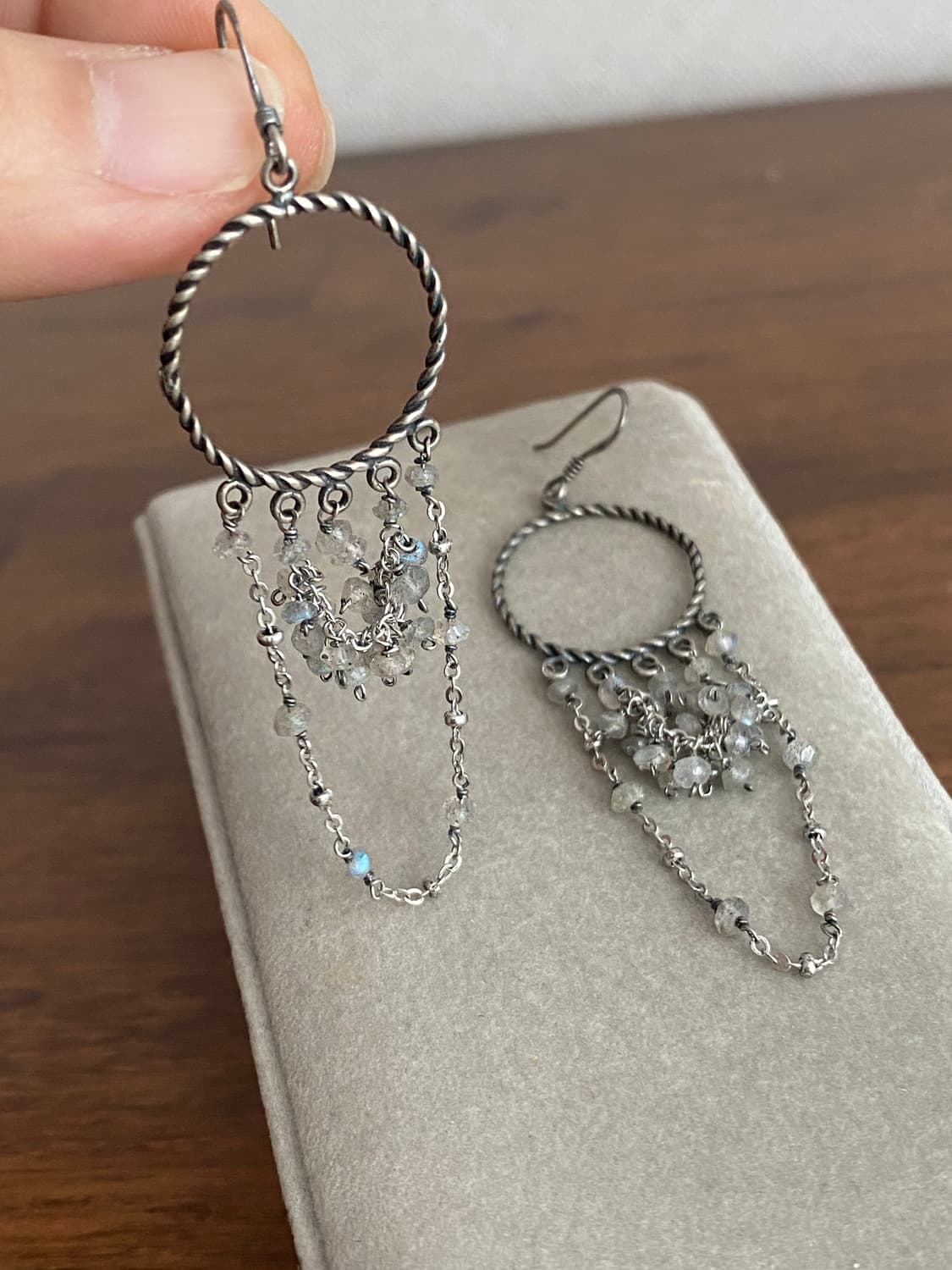 래브라도라이트 실버 후크귀걸이(925,미착용) 상품이미지3