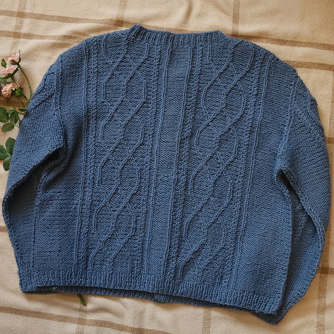 90s 프렌치 핸드메이드 울 가디건 유럽 헤비울 스웨터 버튼 가디건 블루 상품이미지4