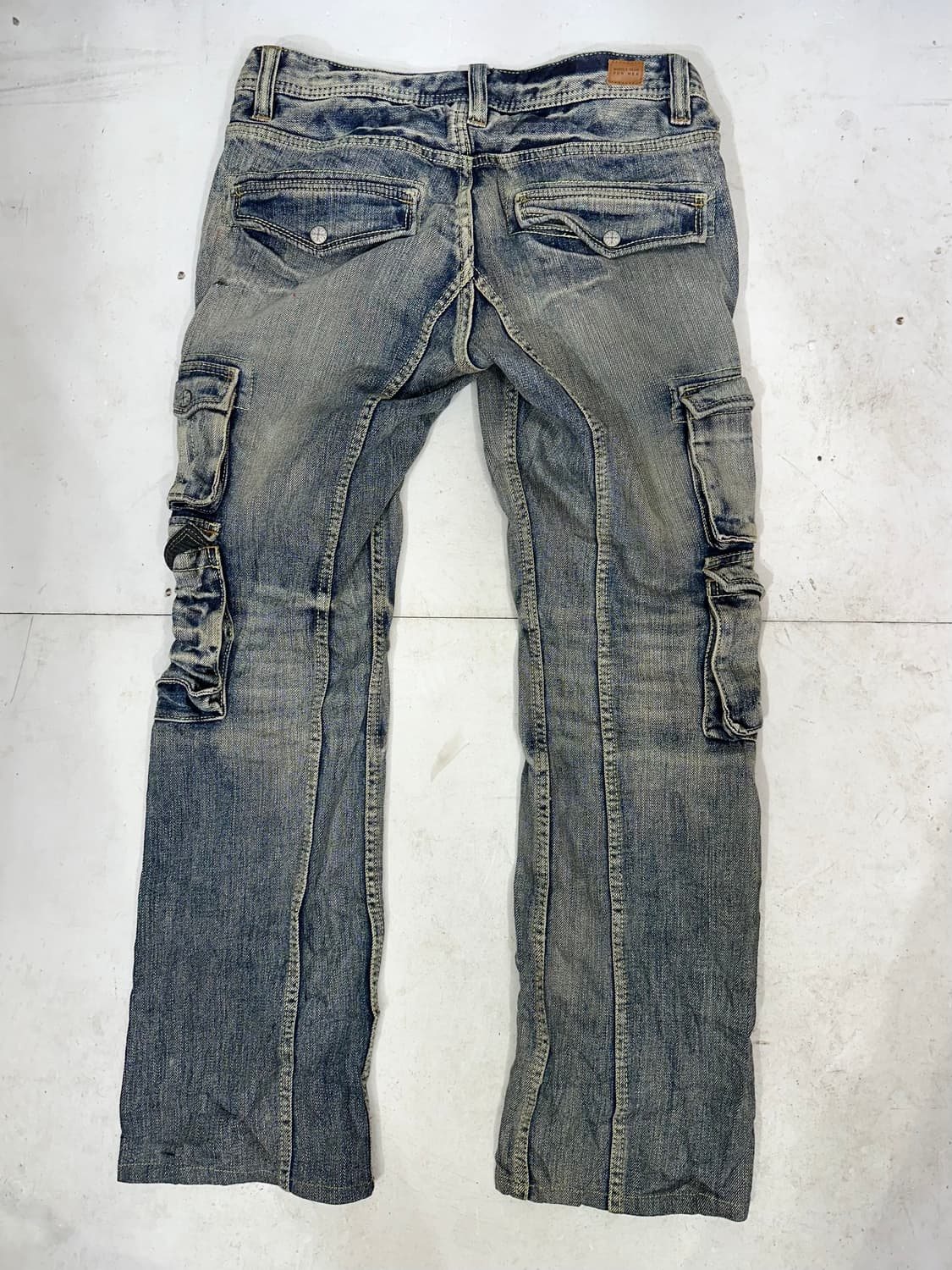 일본 빈티지 진청 대대장 멀티 포켓 라인 디테일 유틸리티 데님 카고 바지 상품이미지5