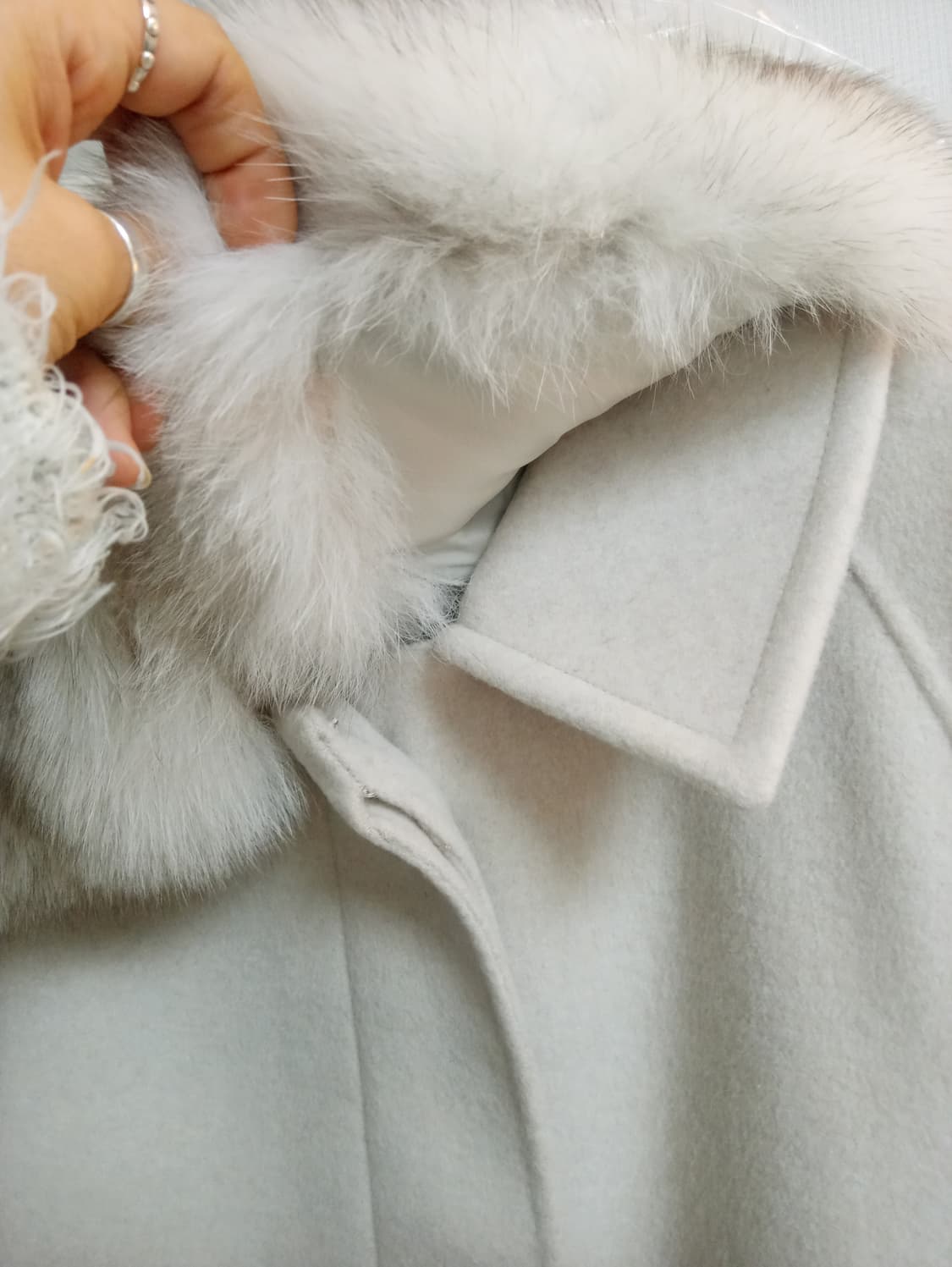 씨씨콜렉트 캐시미어 울 블렌드 폭스퍼 코트 상품이미지7