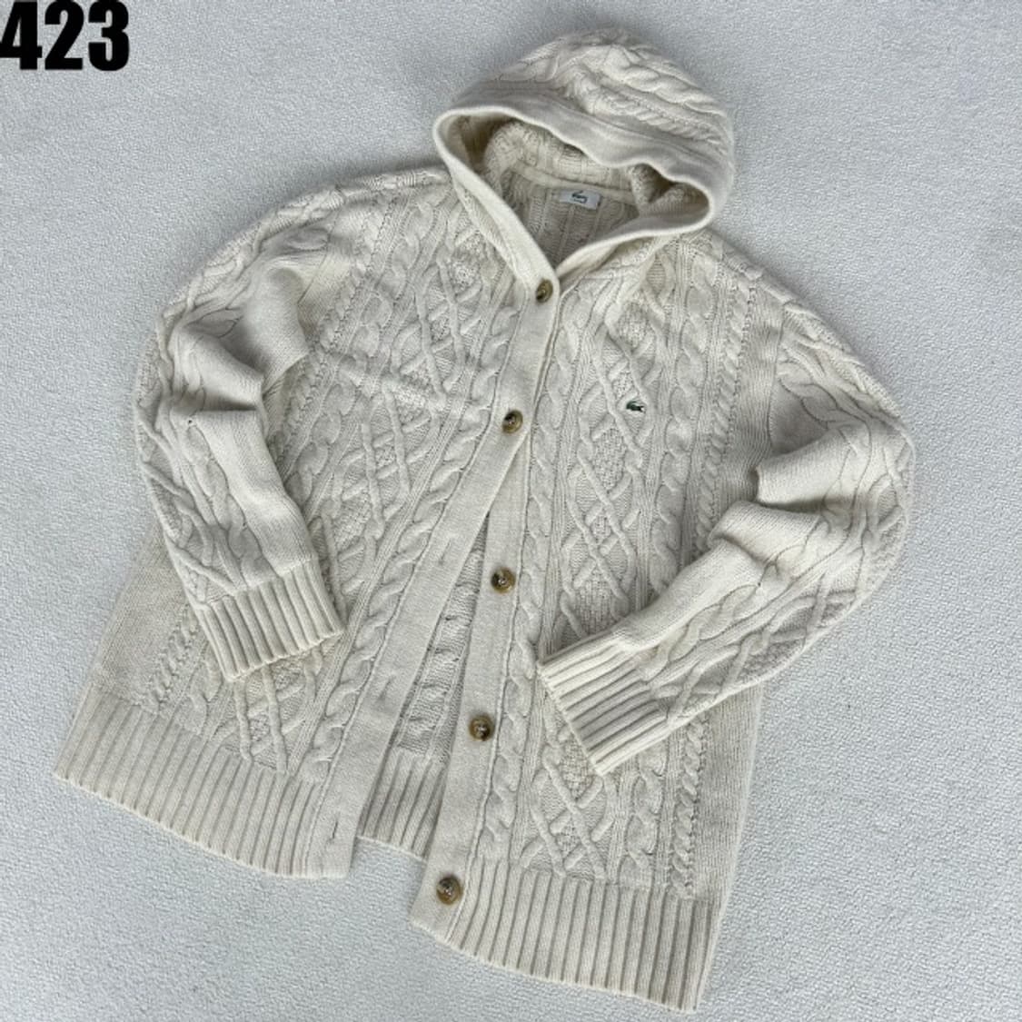 라코스테 후드 케이블 니트 가디건 아이보리 L 상품이미지1