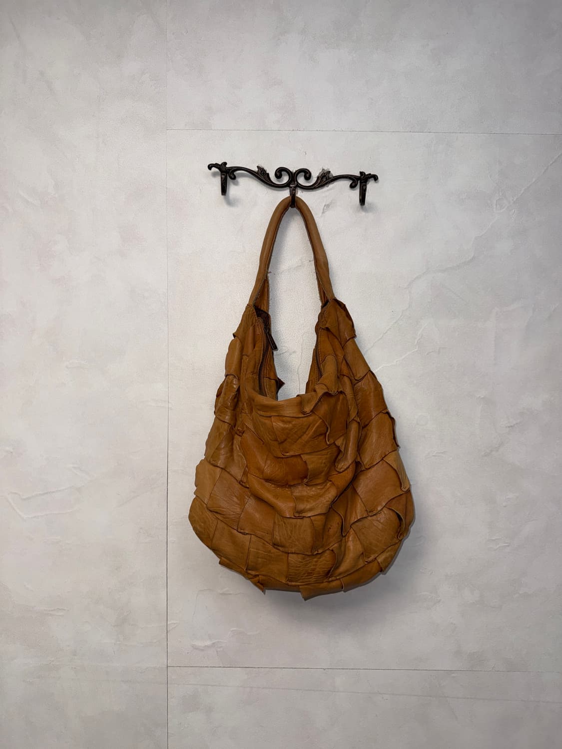 Camel brown lamb skin patchwork 숄더백 상품이미지4