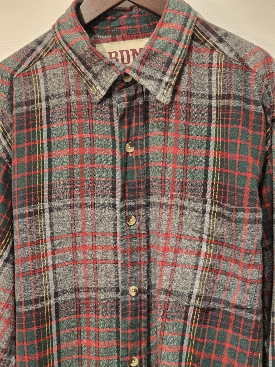 90s BDM Red & Grey Tartan Plaid Flannel  상품이미지2