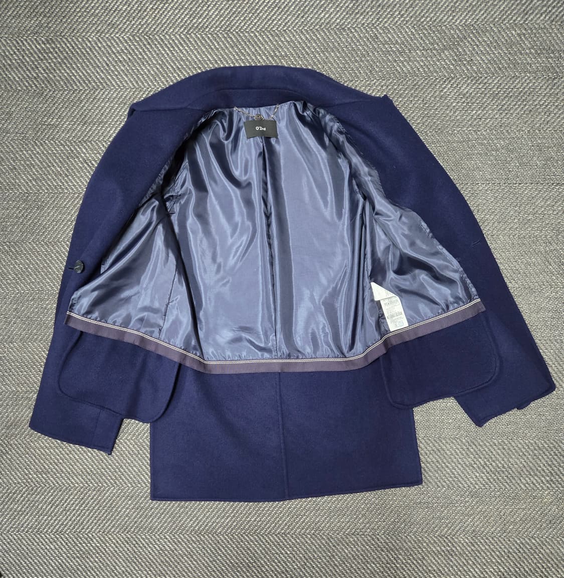 한섬 오즈세컨 O'2nd 네이비 하프코트 모90%캐시미어10%코트 상품이미지3