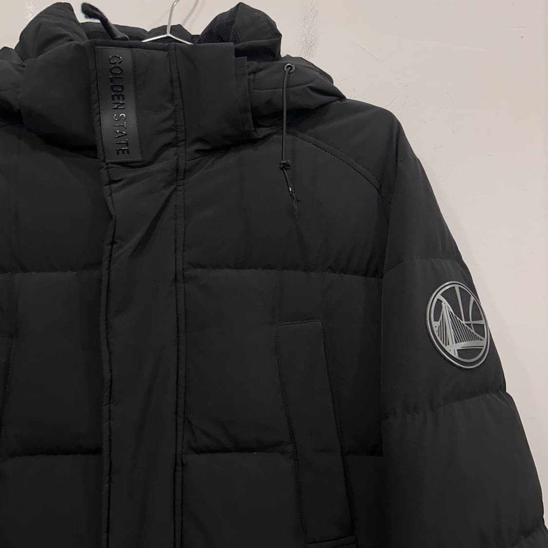 NBA 골든 스테이츠 워리어스 와펜로고 덕다운 후드롱패딩 상품이미지1