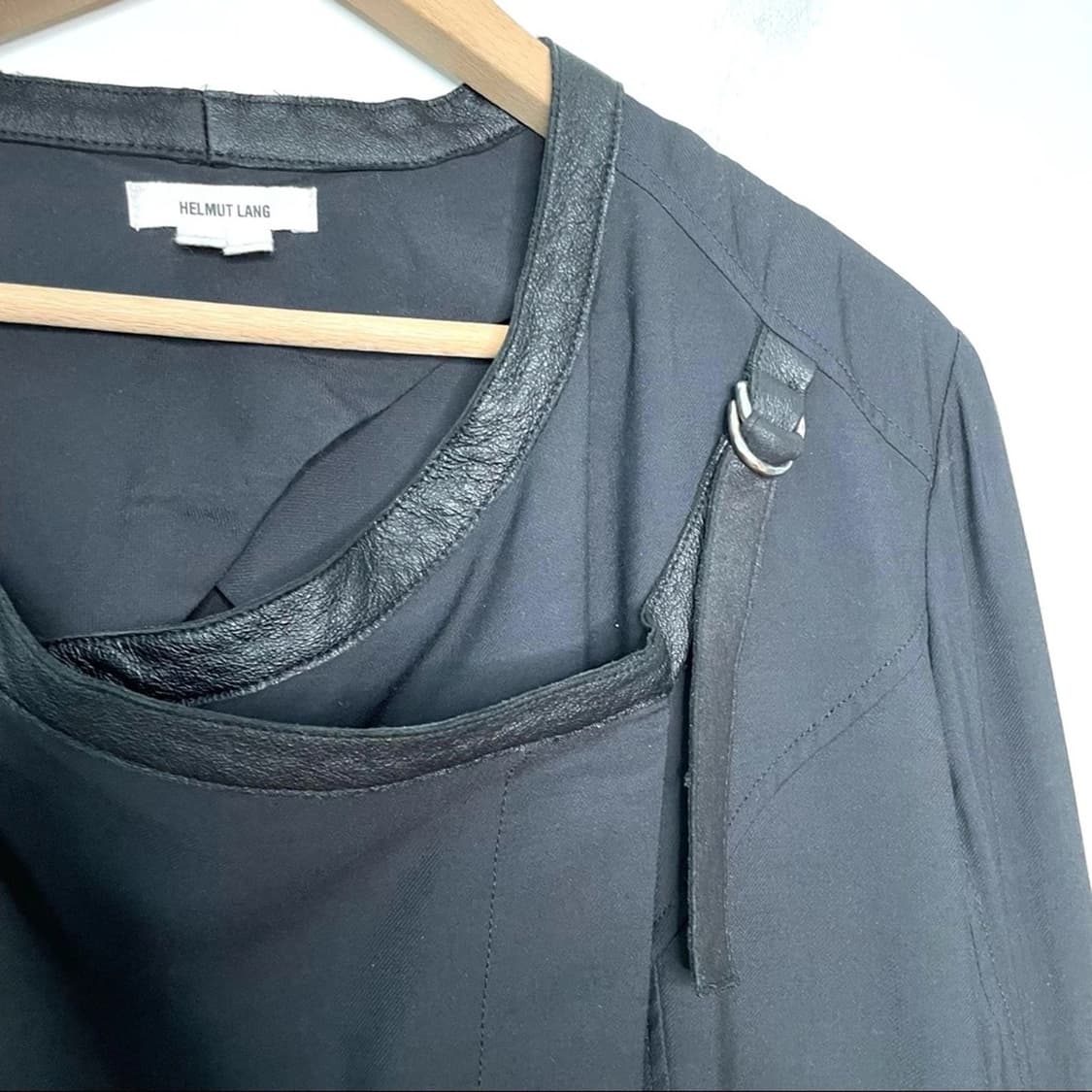 헬무트 랭 블랙 가죽 트림 바이커 재킷 상품이미지6