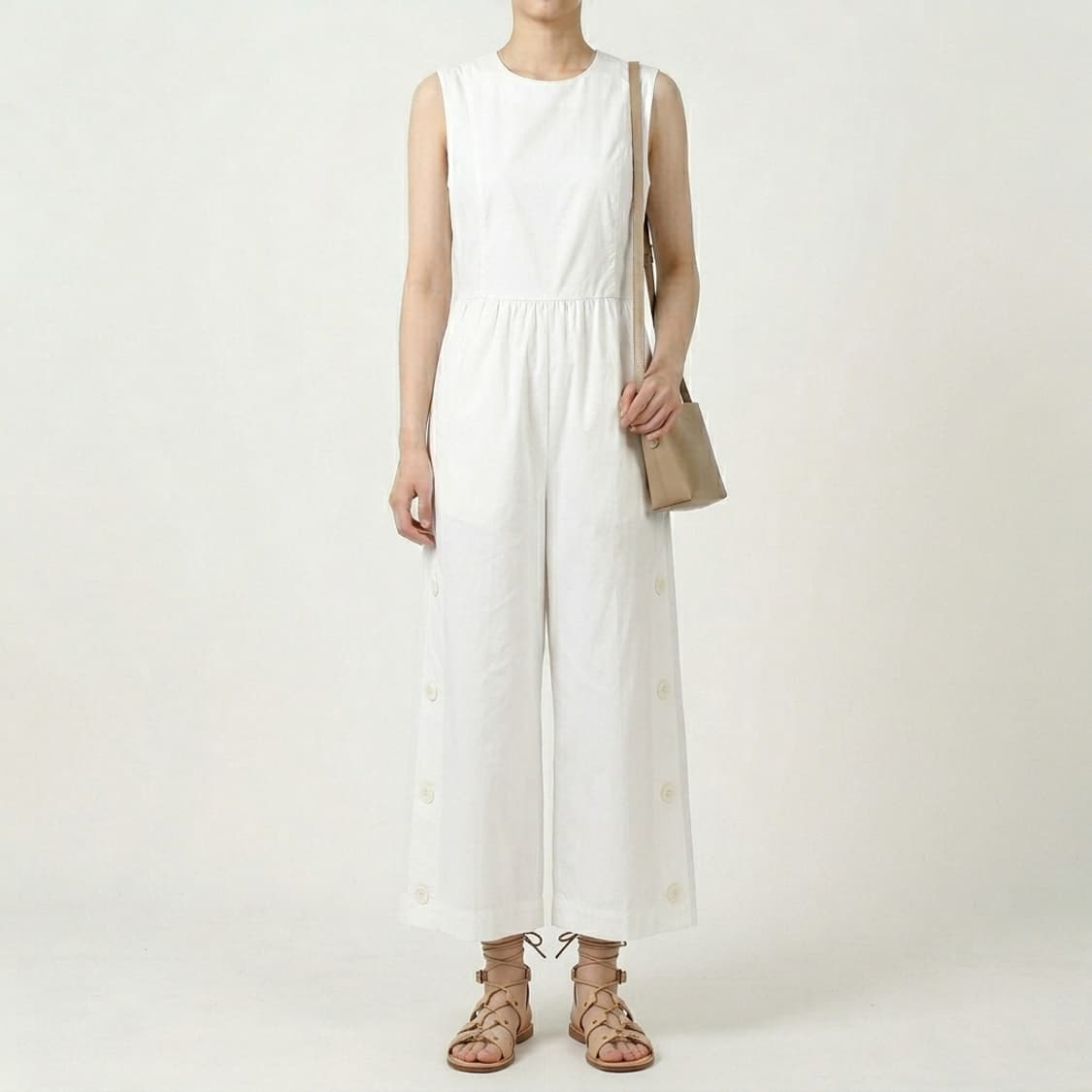 SJYP 화이트 버튼 와이드 점프수트 S 상품이미지1