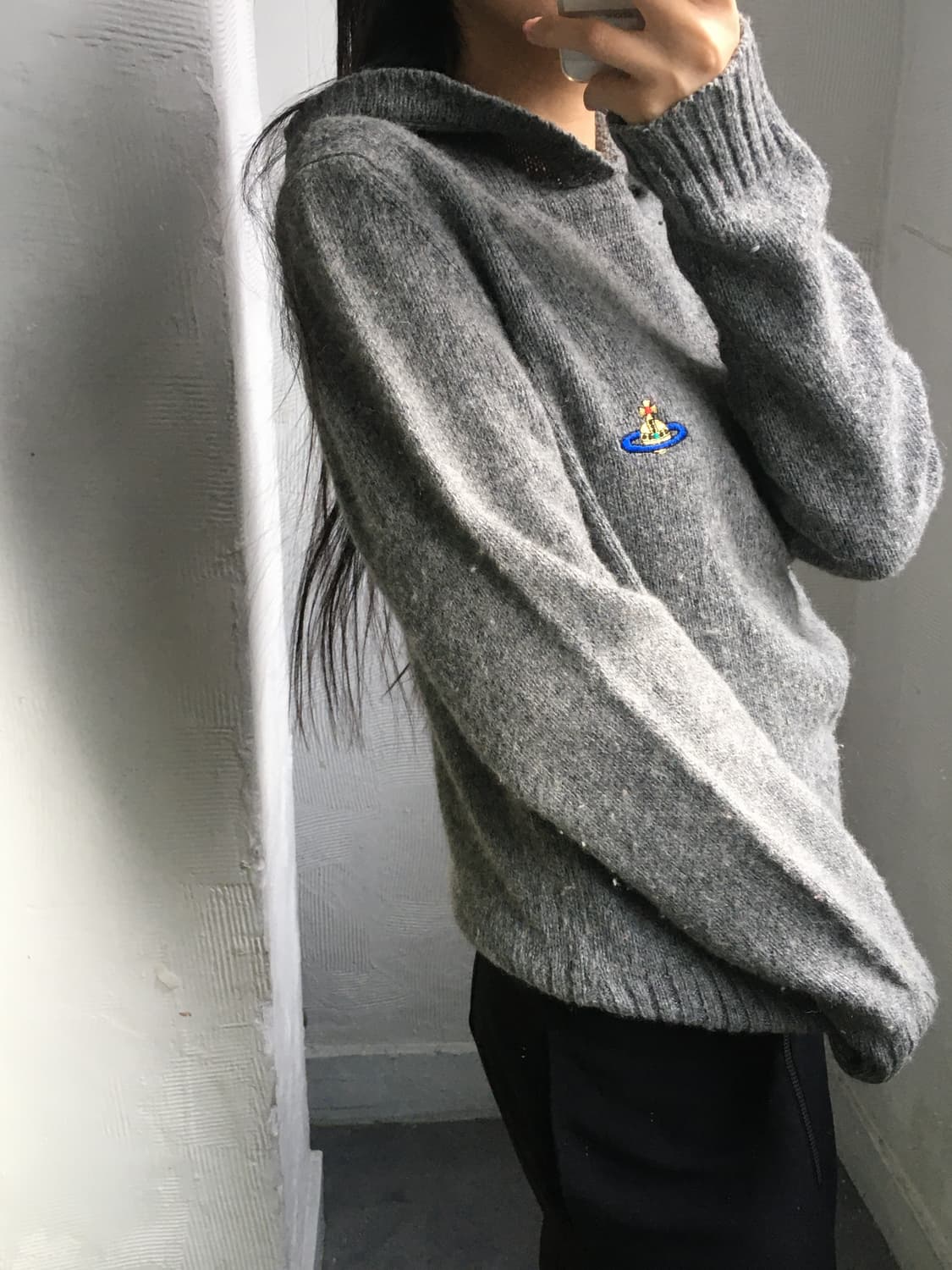 Vivienne Westwood 비비안웨스트우드 90s 그레이 니트 후드 상품이미지4