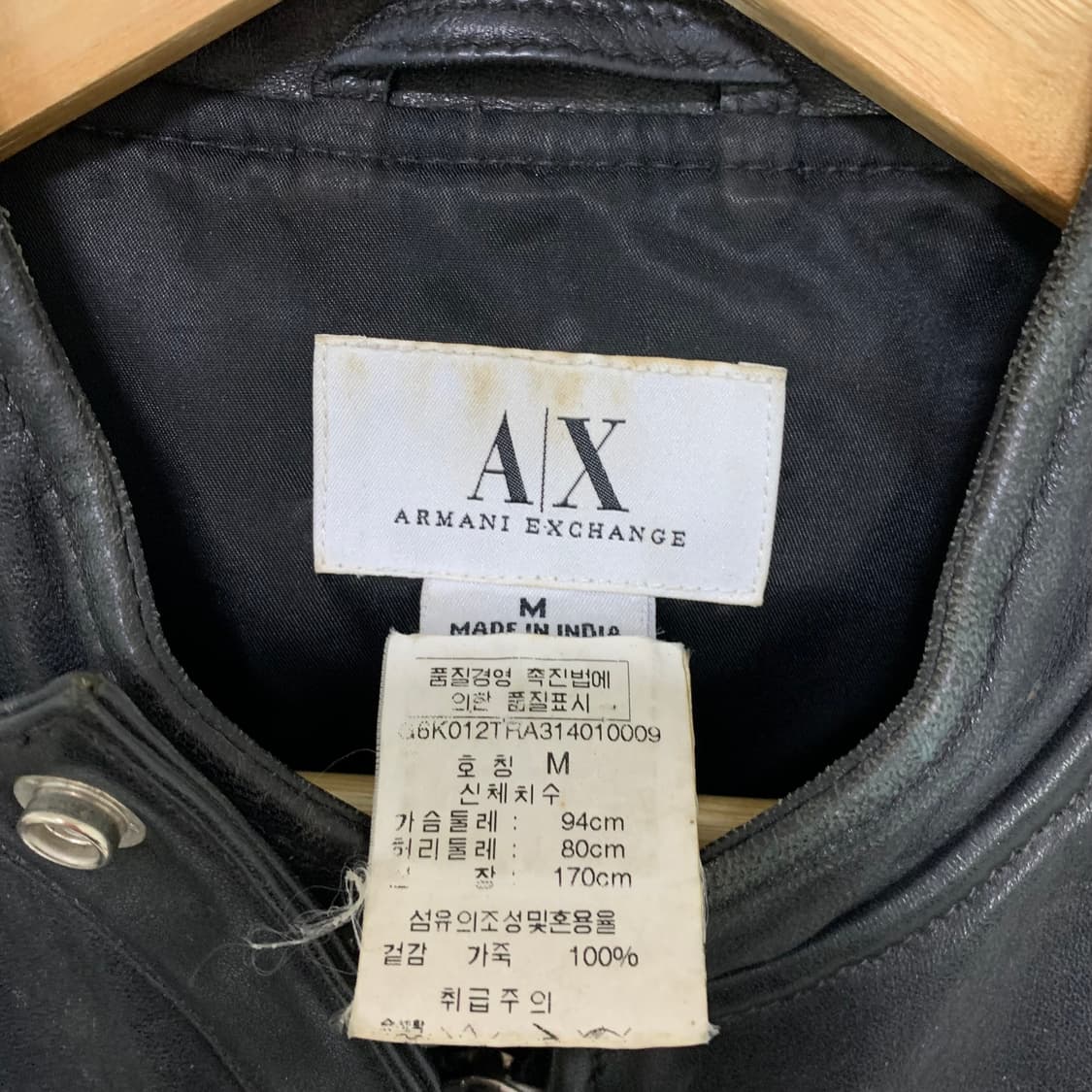 아르마니 익스체인지 빈티지 블랙 리얼 레더 소가죽 자켓 M 상품이미지8