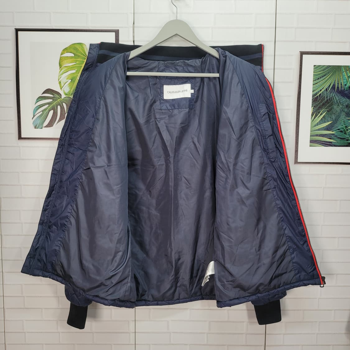 캘빈클라인진 퀄팅 패딩 자켓 점퍼 집업 L 실측 XL 상품이미지5