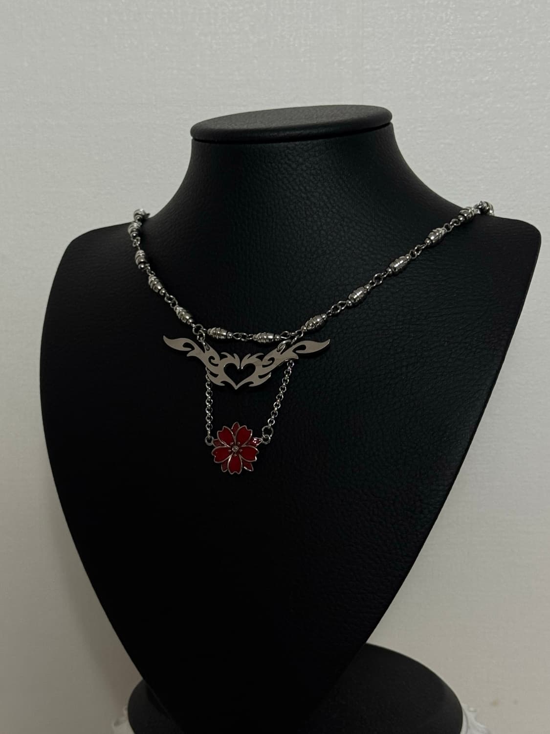 하트 트라이벌 레드 동백꽃 오리엔탈 목걸이 상품이미지5