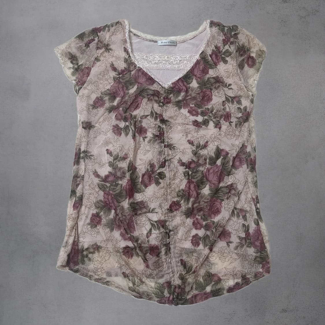rosa cheri 빈티지 블로럴 모리 셔링 탑 상품이미지2