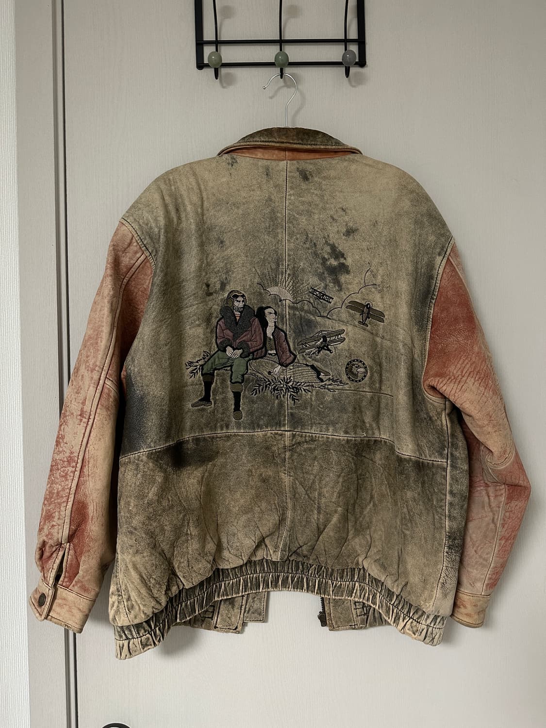 빈티지 투컬러 가죽자켓 상품이미지1