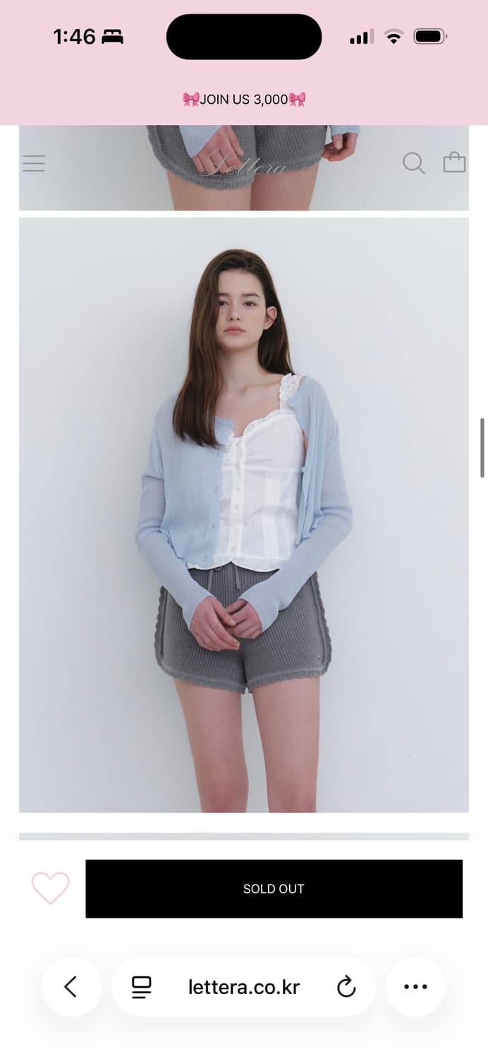 Lettera 레테라 스캘럽 니트 숏팬츠 차콜 상품이미지7