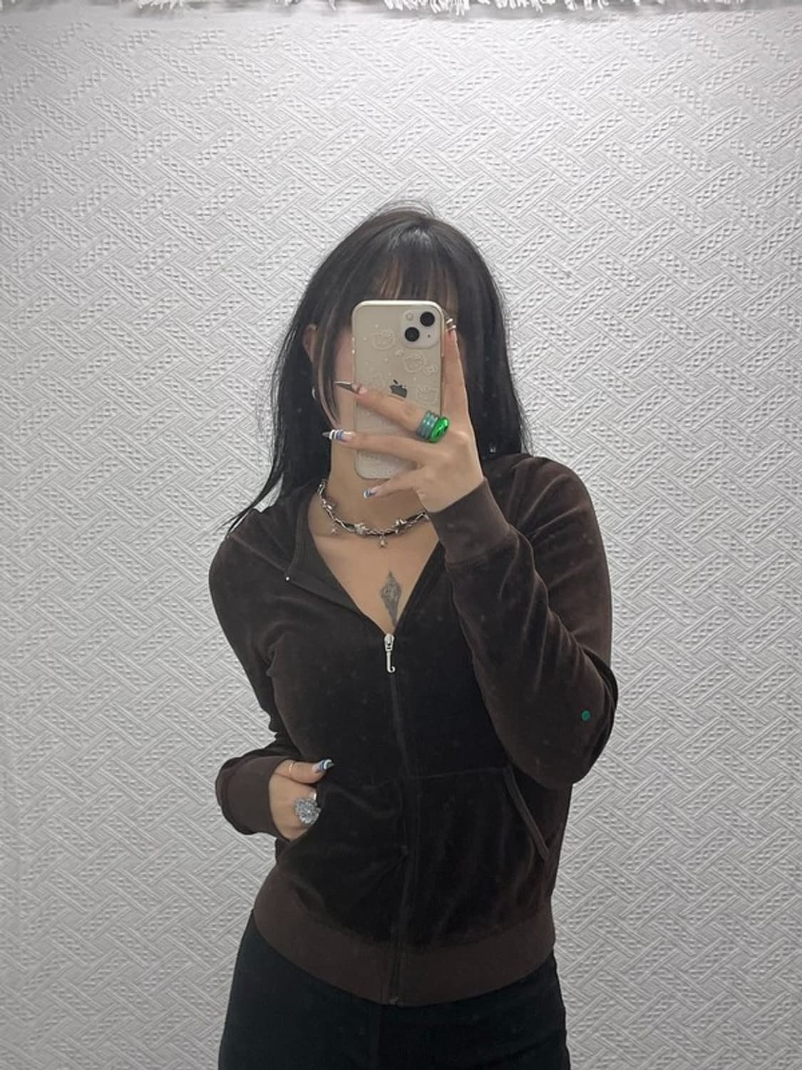 쥬시 꾸뛰르 모카무스 러블리힙 벨벳 후드집업 M C07946 상품이미지1