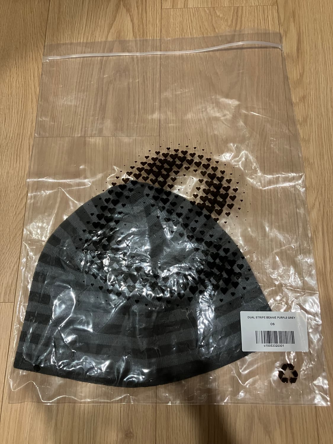 COYSEIO 코이세이오 듀얼 스트라이프 비니 퍼플 그레이 상품이미지1