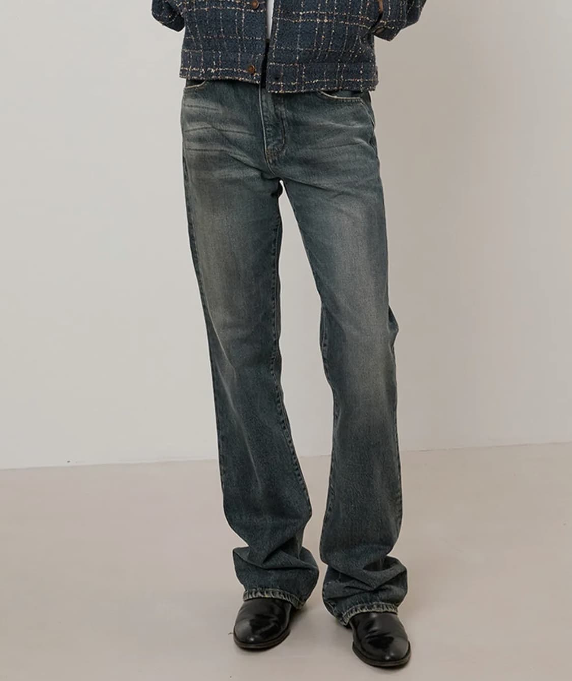 엘무드 25fw 레이 플레어 데님 그레이시블루 46사이즈 판매 상품이미지2