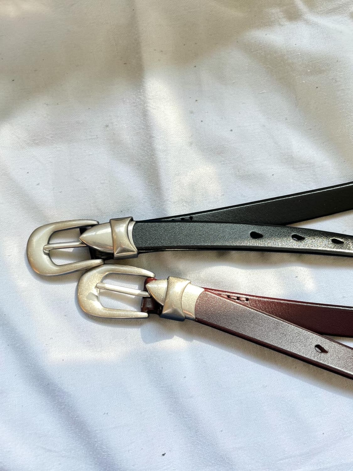 러스틱 버건디 슬림 가죽벨트 상품이미지5