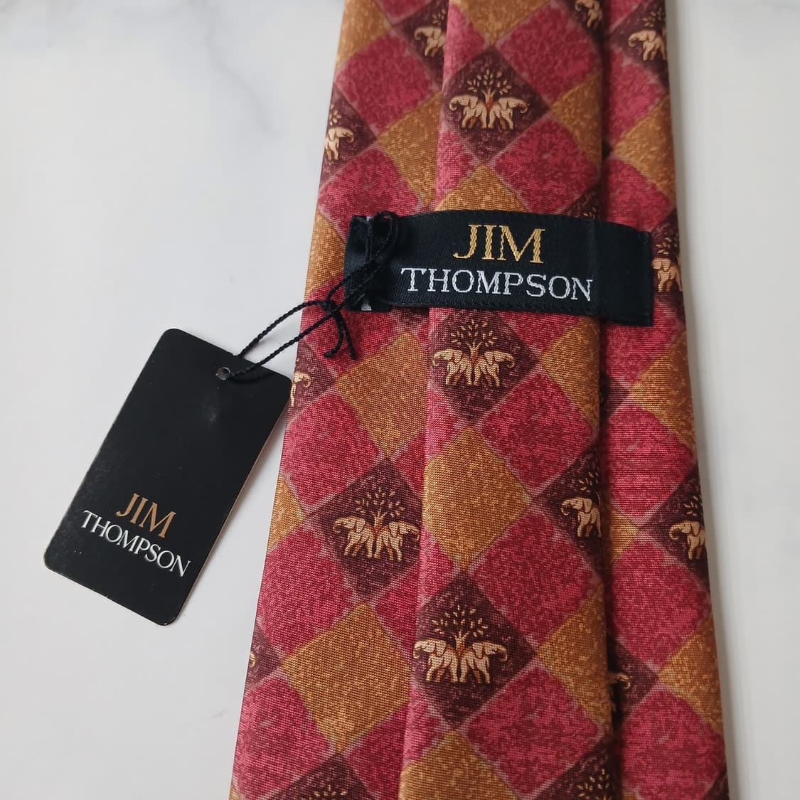 짐톰슨 실크 레드 코끼리 모티브 넥타이 9.4cm 새제품 A19126 
 상품이미지6