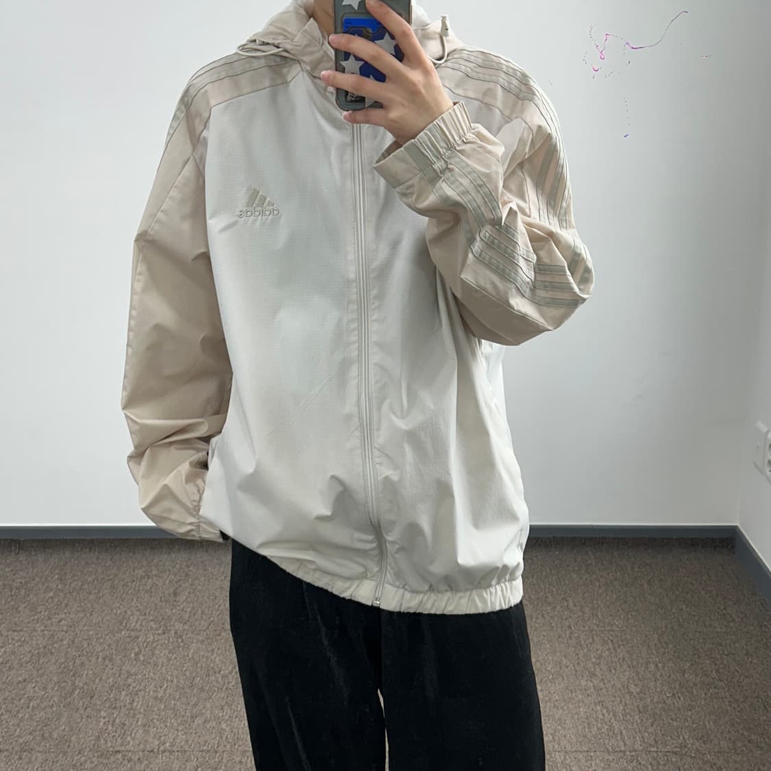 Adidas 아디다스 아이보리 베이지 배색 트랙탑 바람막이 상품이미지2