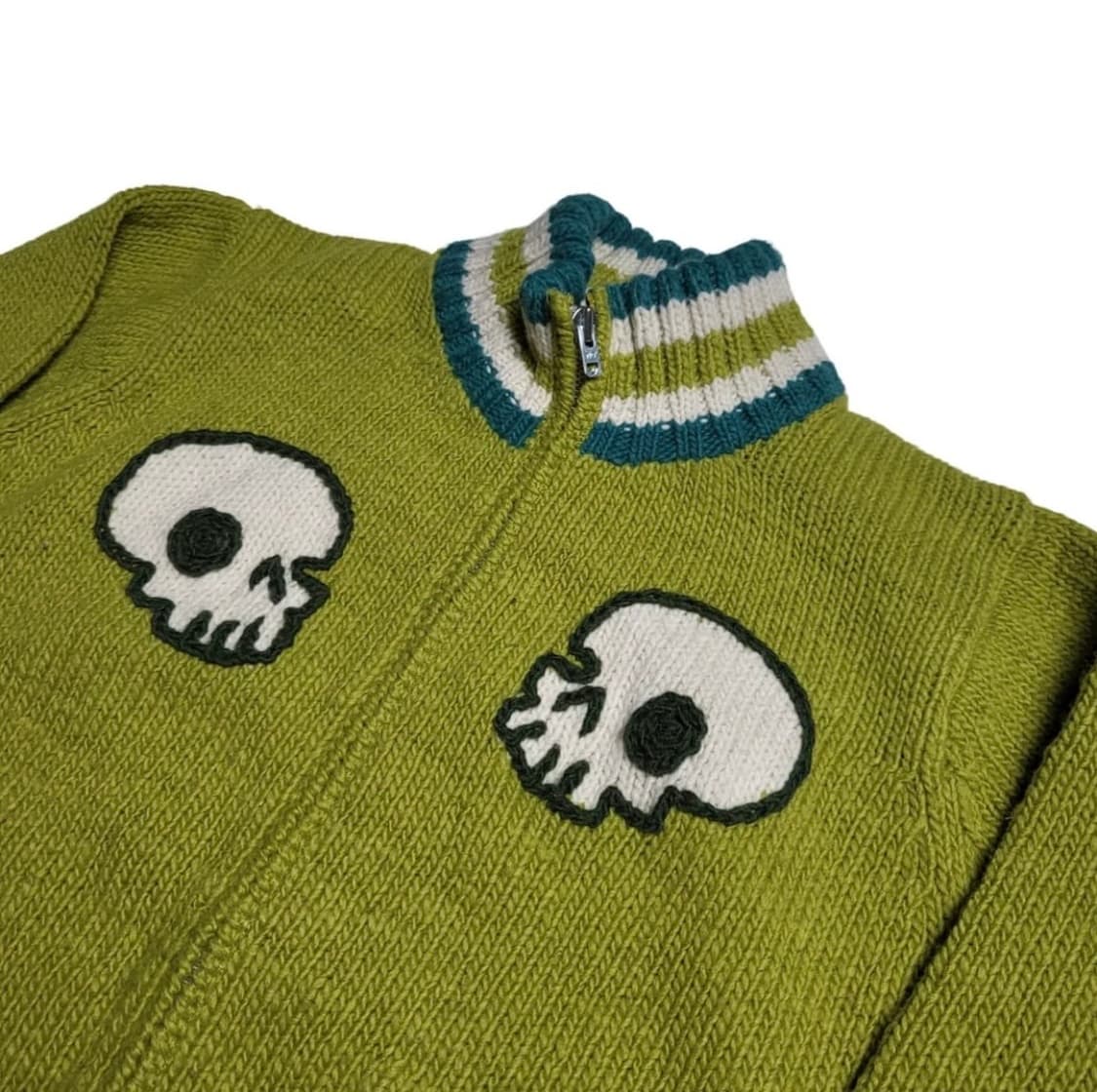 빈티지 스컬 니트집업 코위찬 상품이미지3