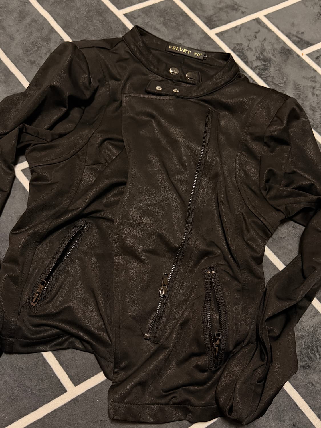 큐빈 큐빈티지 릭오웬스깔 릭깔 블랙 사선 레더 가죽가켓 상품이미지2