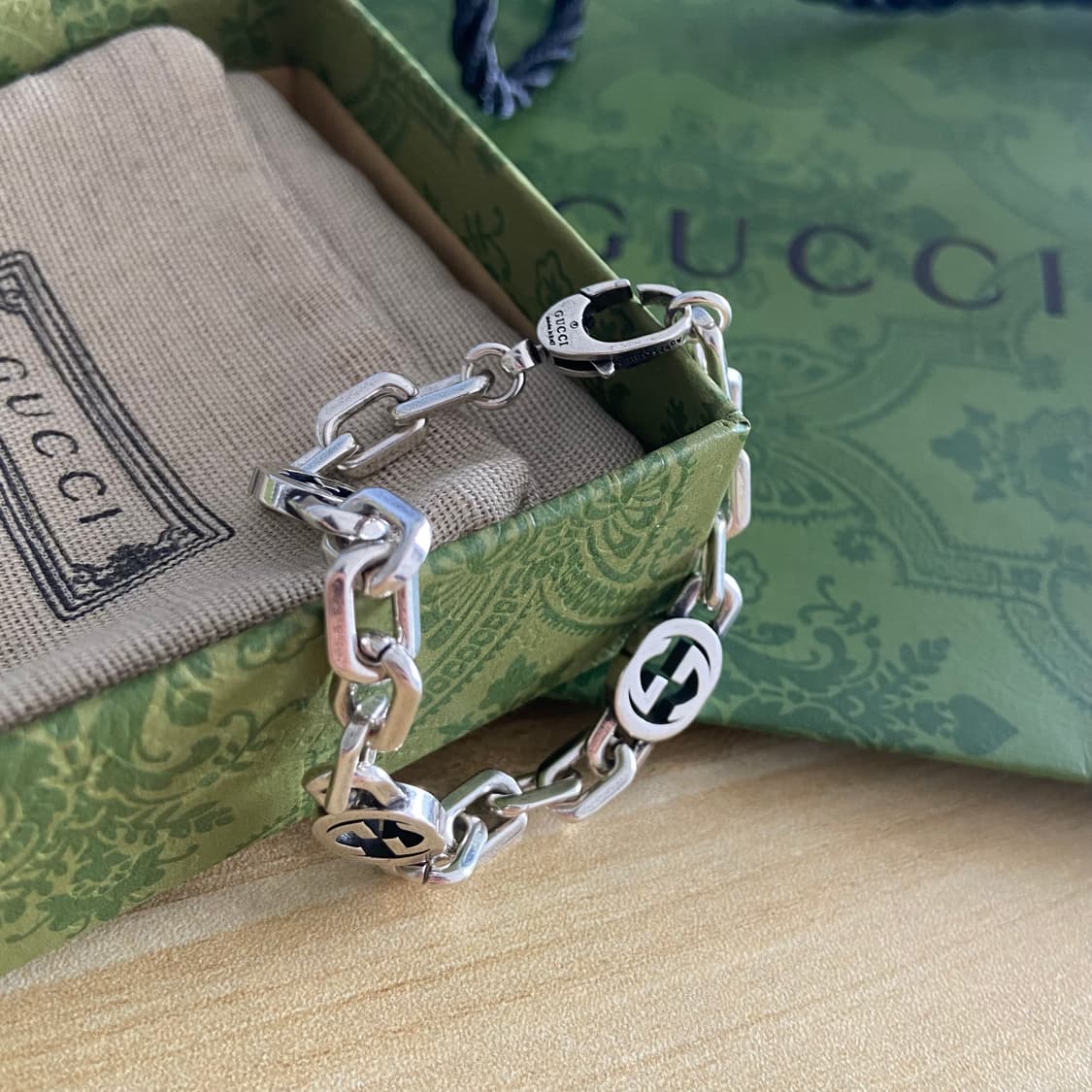 [정품] 구찌 인터로킹G 브레이슬릿 실버 체인 풀박스 상품이미지2