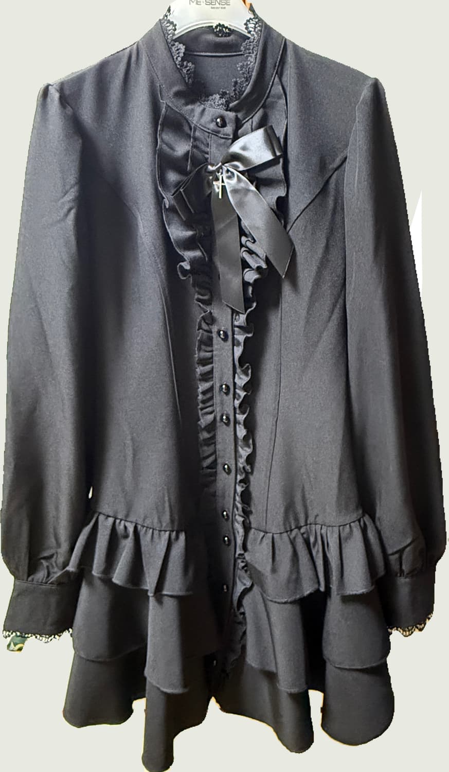 블랙 고스 펑크 프릴 원피스 양산형 지뢰계 L 상품이미지3