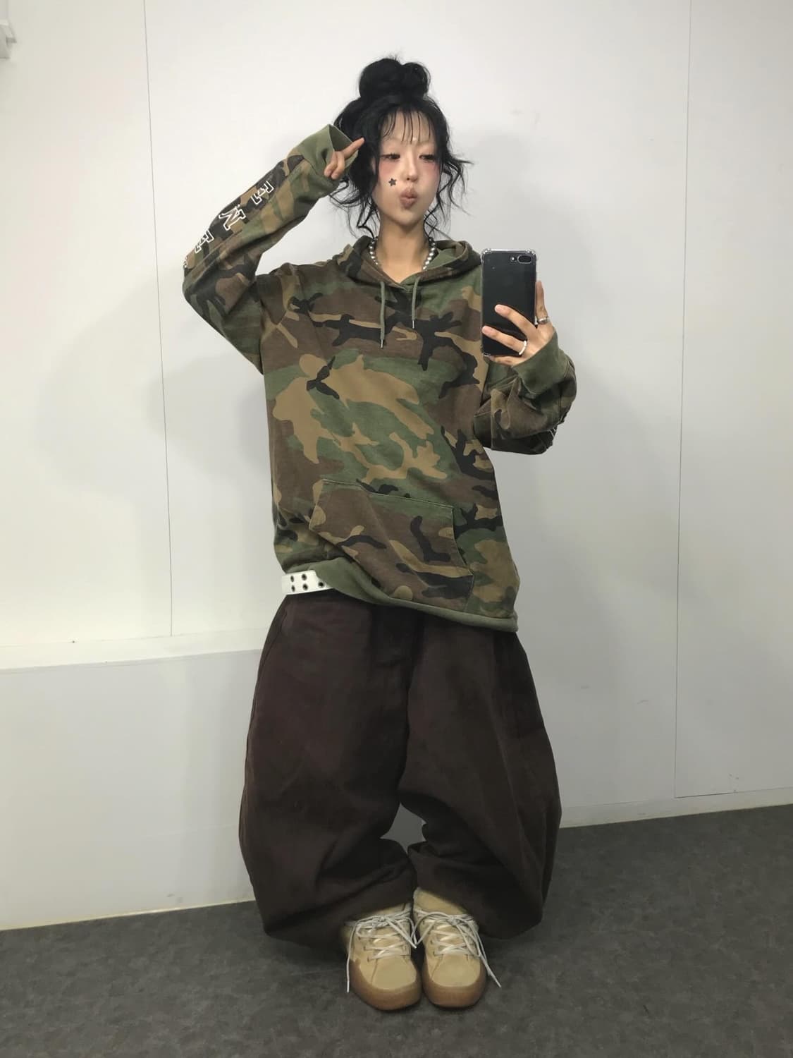 슈프림 사이드 로고 자수 카모 후드 롱슬리브  상품이미지5