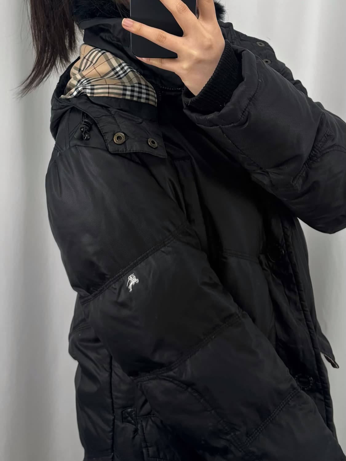 버버리 블랙 라벨 퍼 카라 롱패딩 자켓 상품이미지1