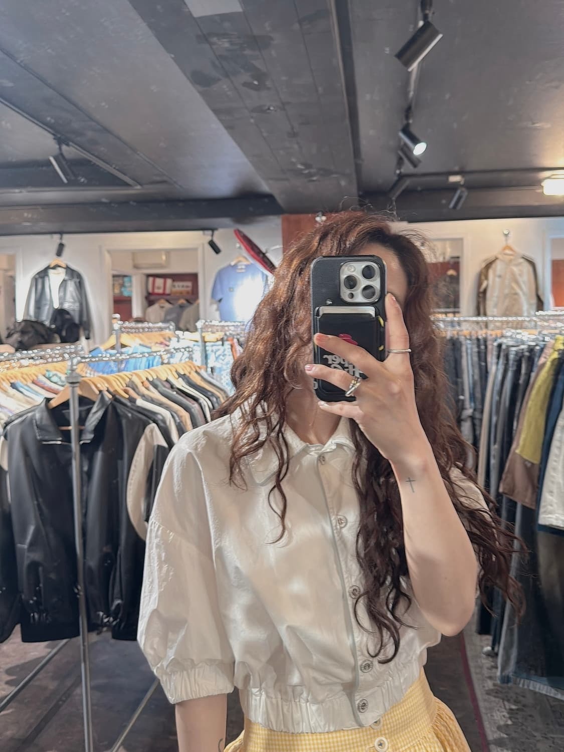 GROVE 그로브 스토어 크롭 코팅 스모크 셔츠 로린 블라우스 F 상품이미지3