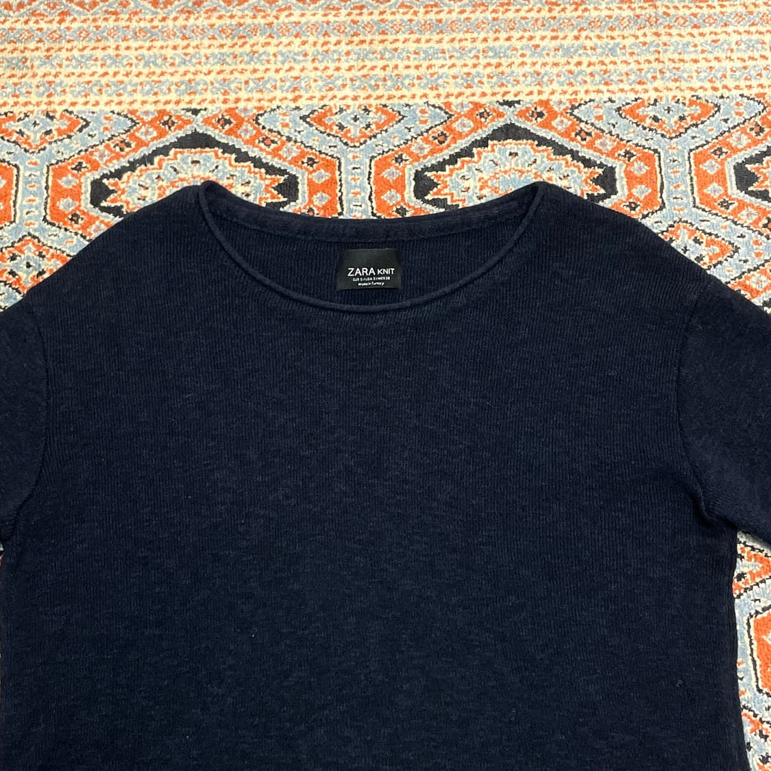 자라 네이비 반팔 니트 여성S 상품이미지2