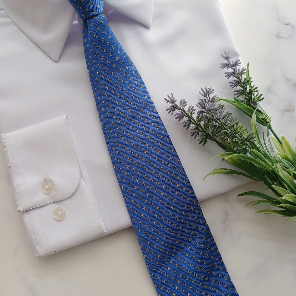 듀퐁 실크 블루 다이아몬드 패턴 넥타이 8.6cm A등급 A18791
 상품이미지6