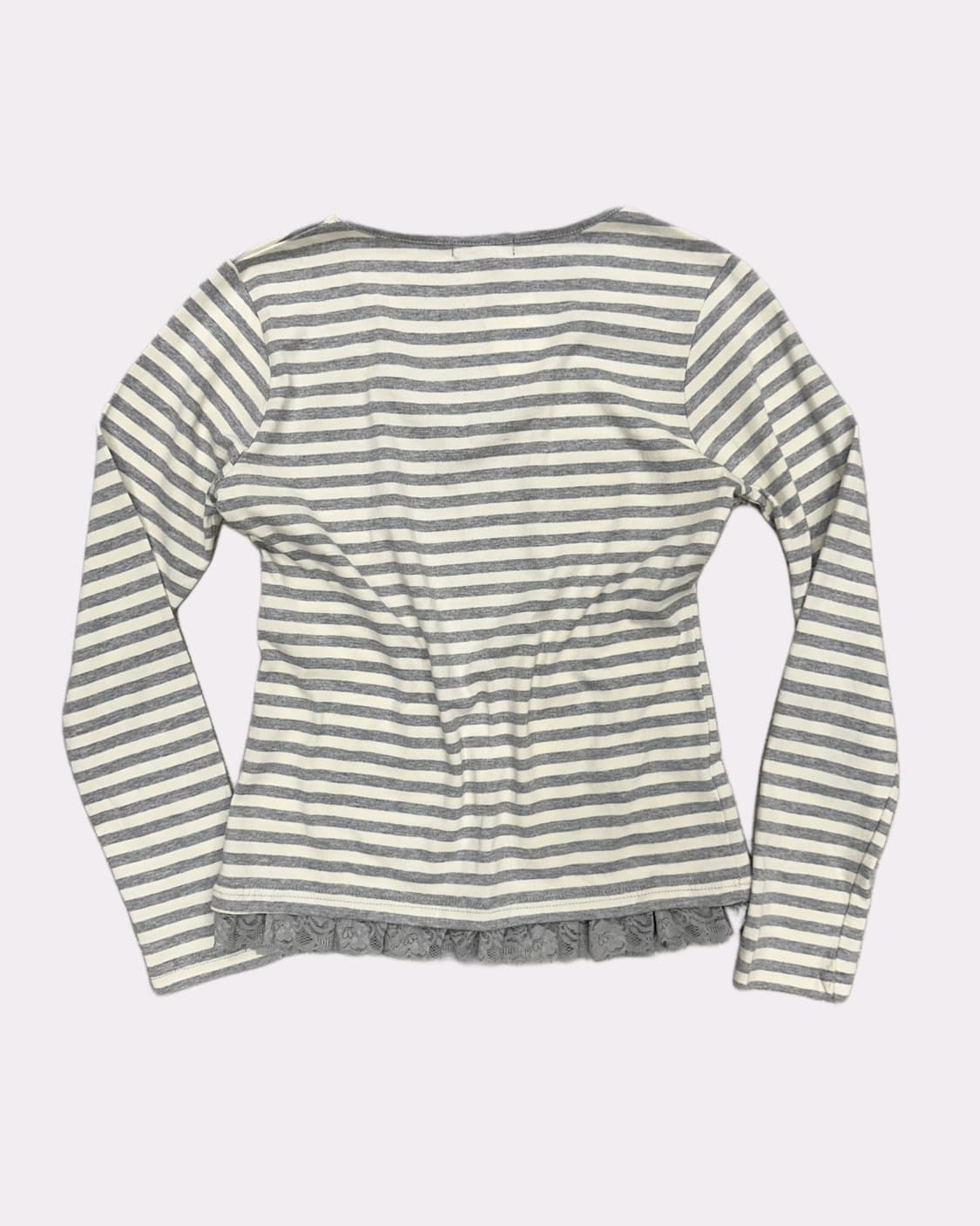 grey stripe lace ribbon t-shirt 상품이미지4