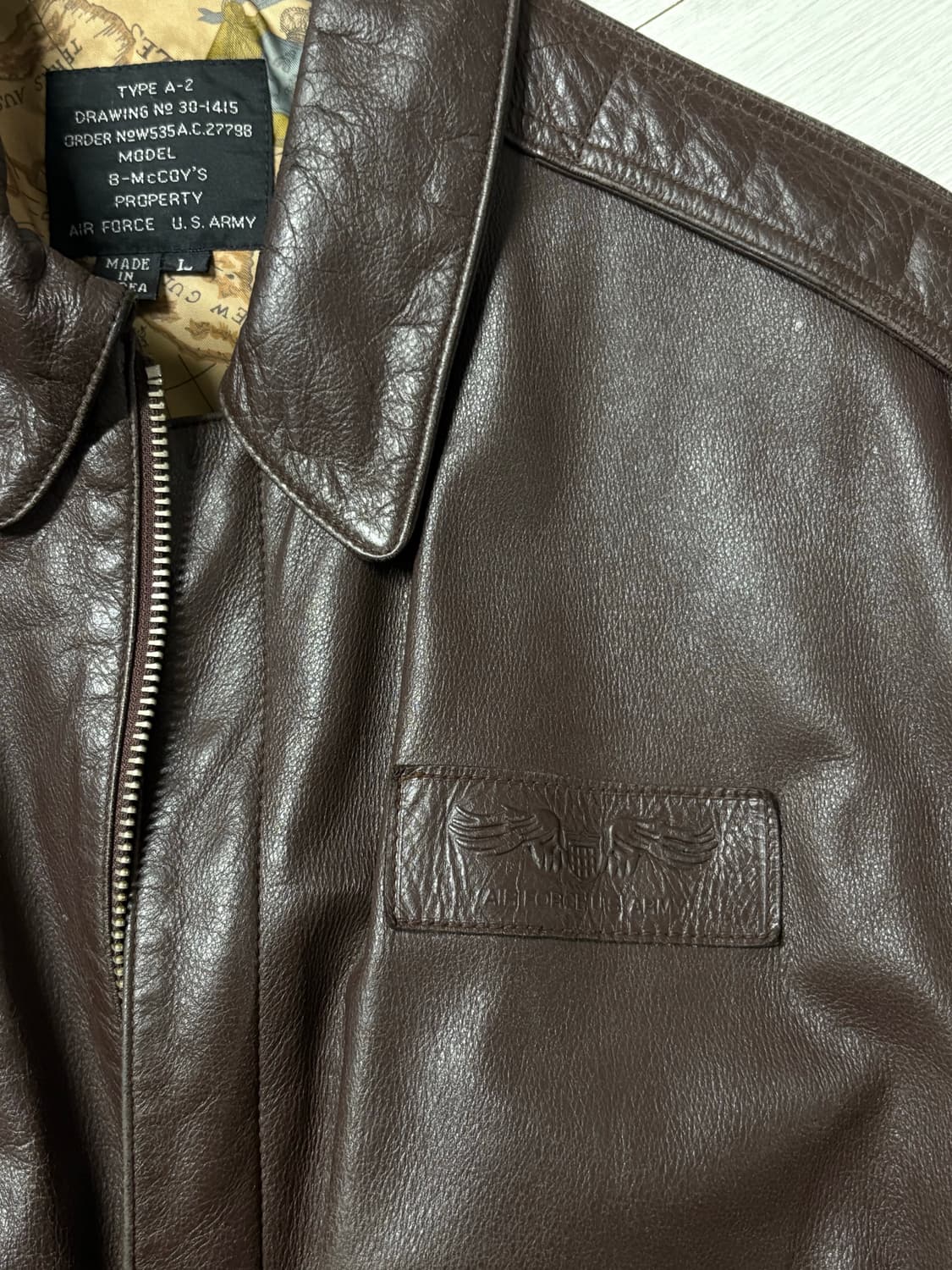 A2 flight leather 카우하이드 레더자켓 브라운 상품이미지4