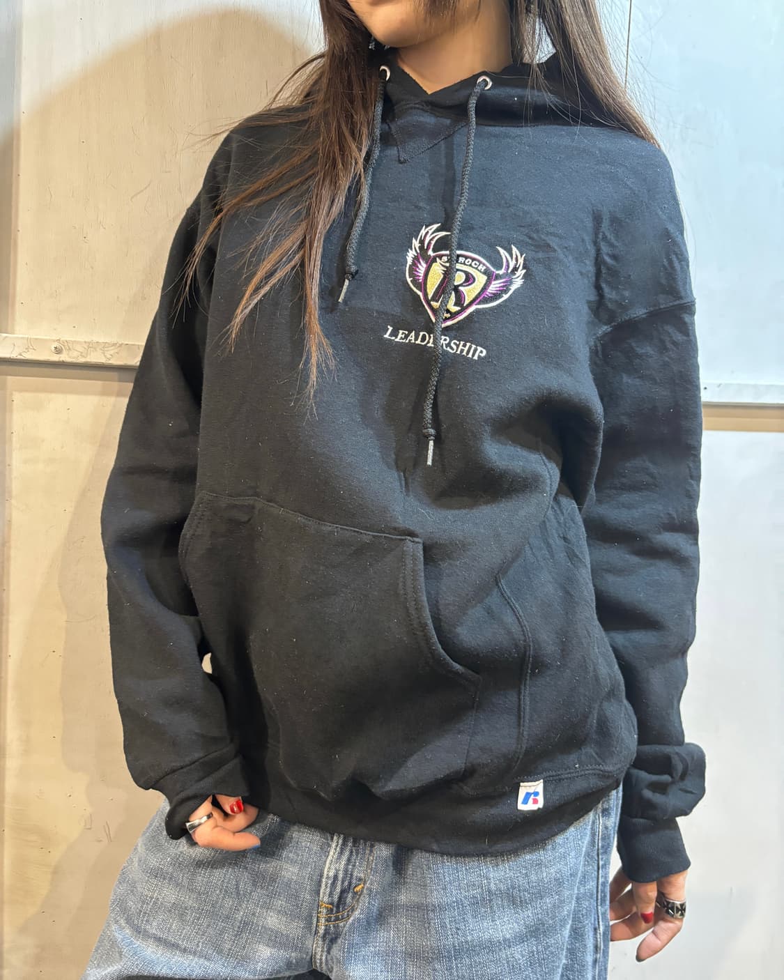 90s RUSSELL y2k grunge purple Hoodie 상품이미지3
