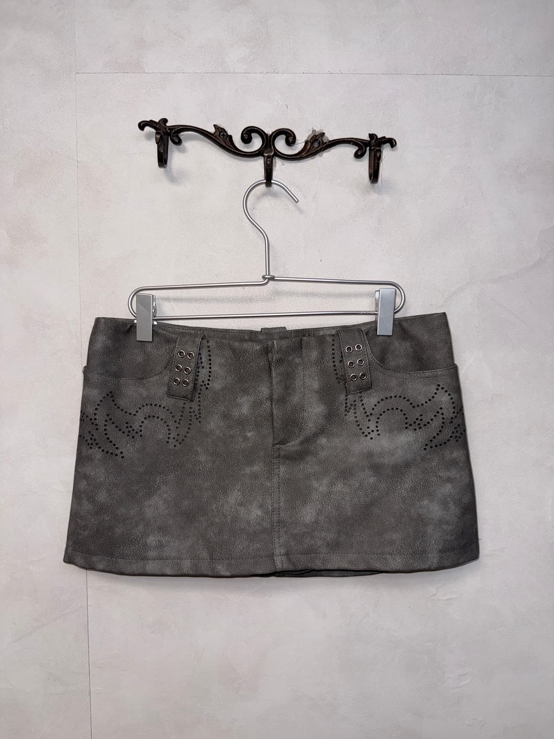 Gray tie dye low rise western mini skirt 상품이미지1