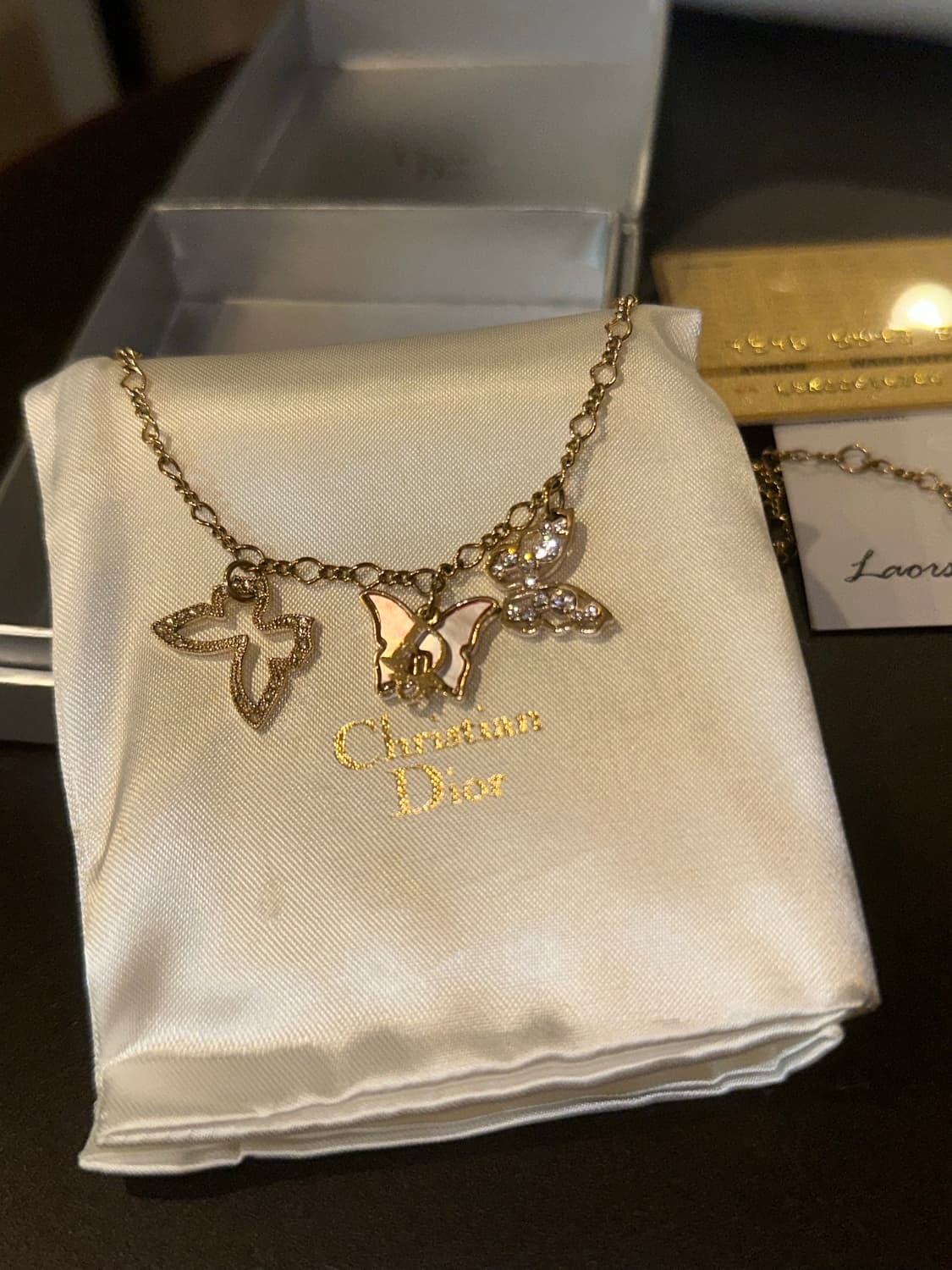 빈티지 디올 크리스탈 나비 참 목걸이  상품이미지1