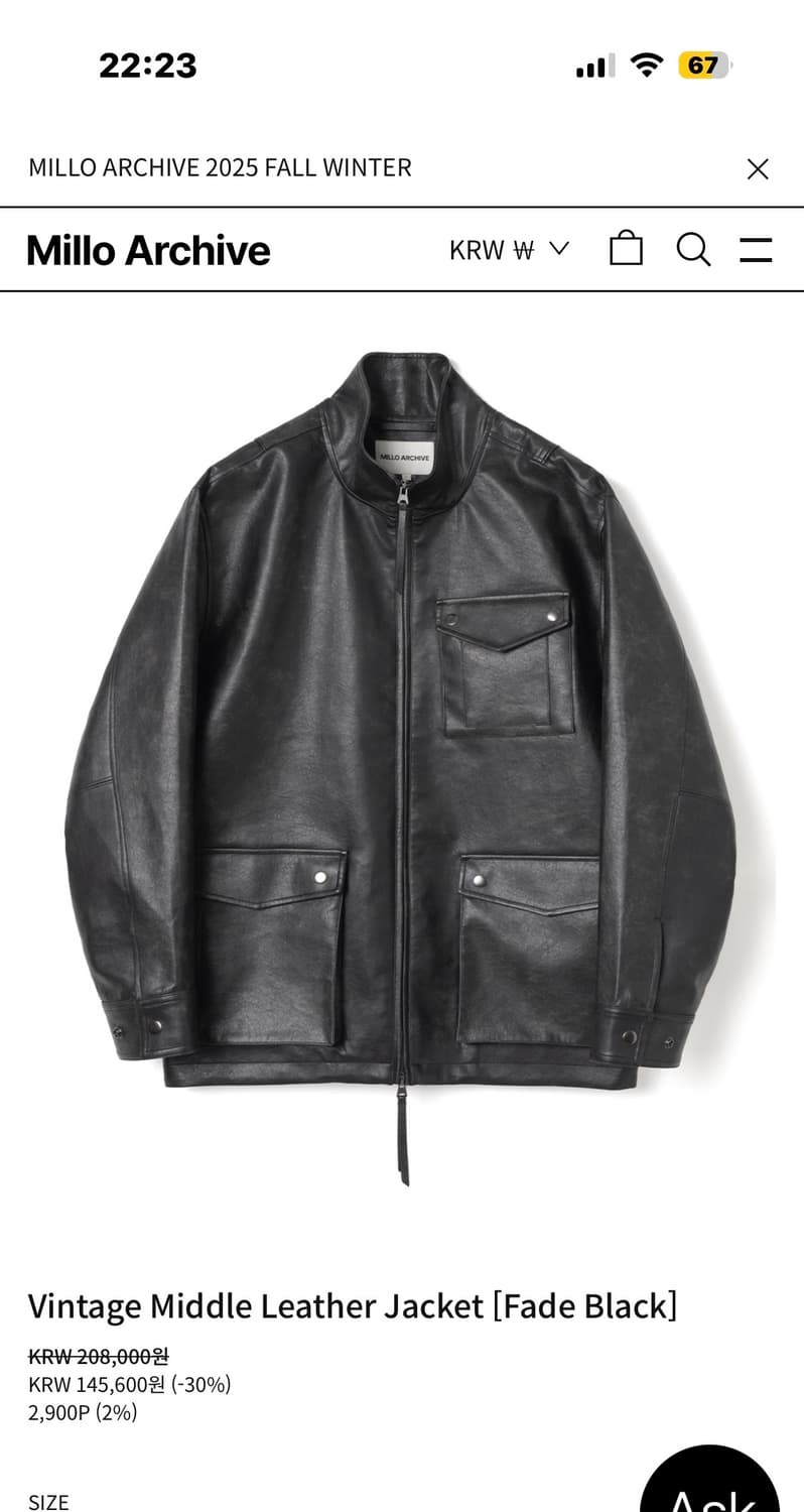 밀로 빈티지 미들 레더자켓 상품이미지1