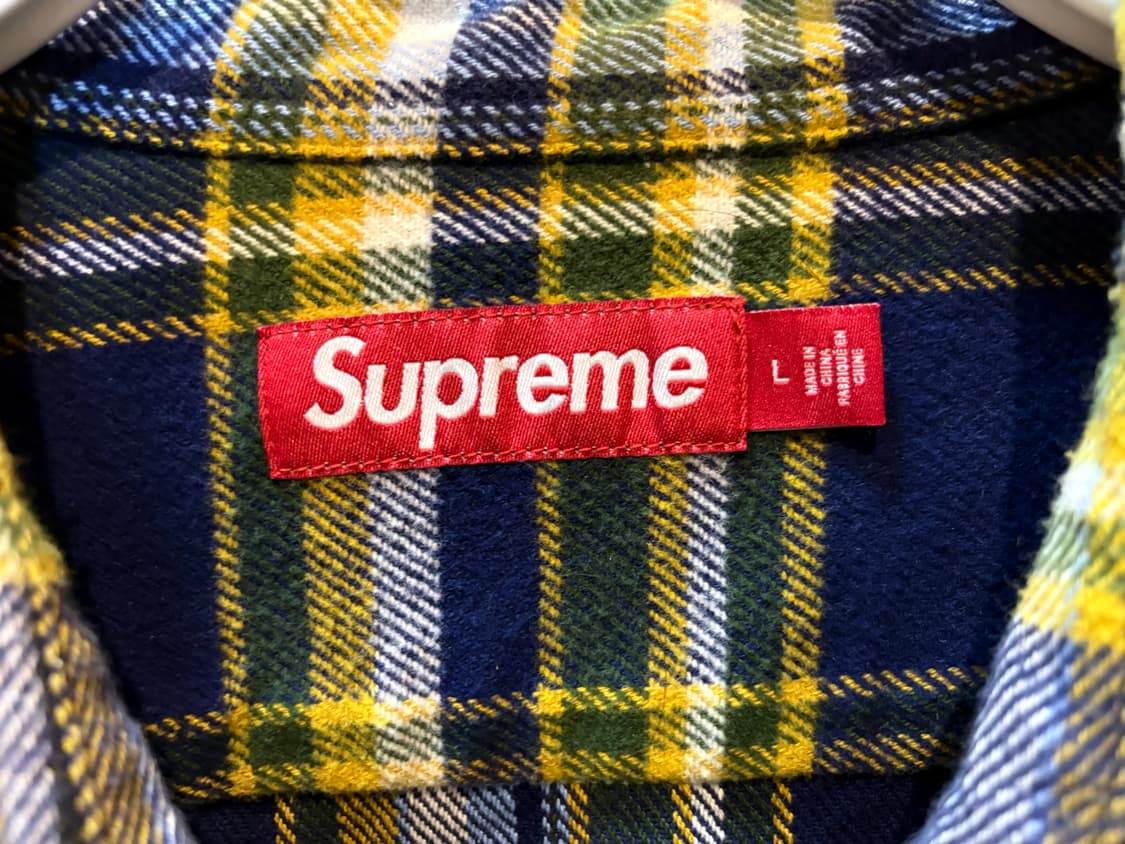 L ] 25ss 슈프림 올드 잉글리쉬 플란넬 셔츠 네이비 상품이미지4