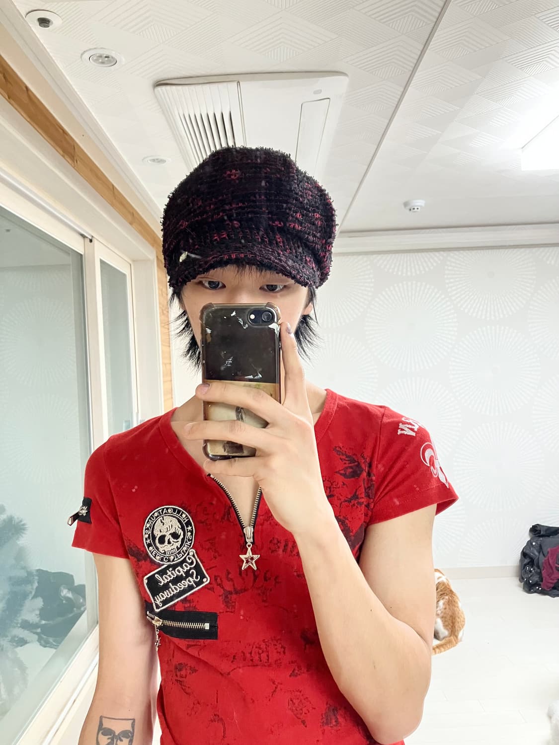 Red&black kitsch cap 상품이미지2