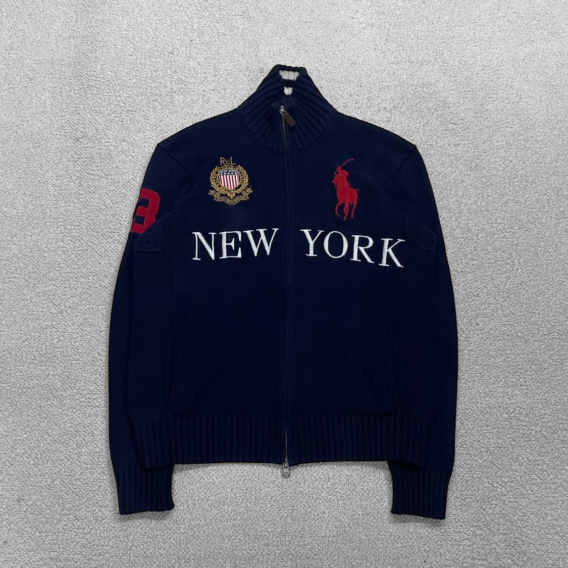 폴로 랄프로렌 치프키프 빅포니 뉴욕 니트 집업 네이비 상품이미지3