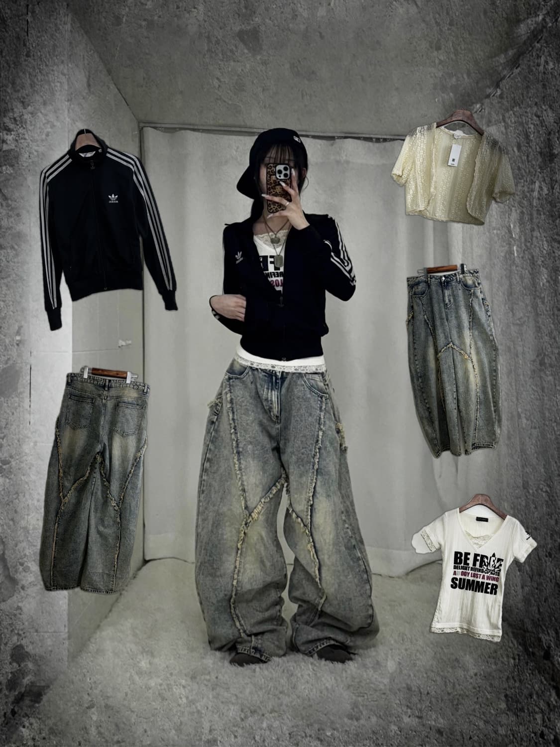 아디다스 코르티스깔 작사딱붙 집업 그런지 팬츠 데일리힙 코디세트  상품이미지1