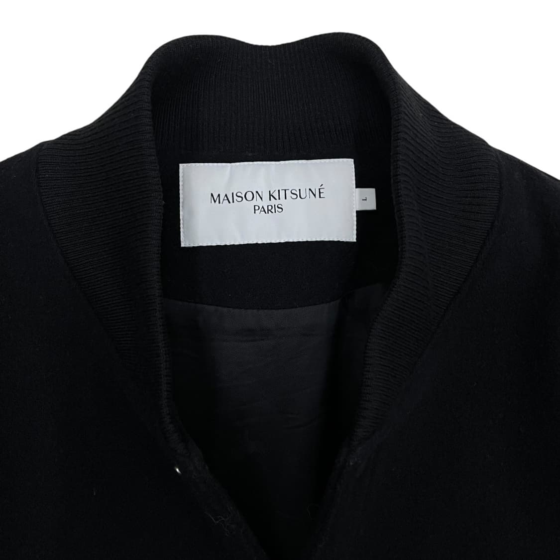 메종키츠네 흑백 로고 블랙 바시티자켓 L 상품이미지4