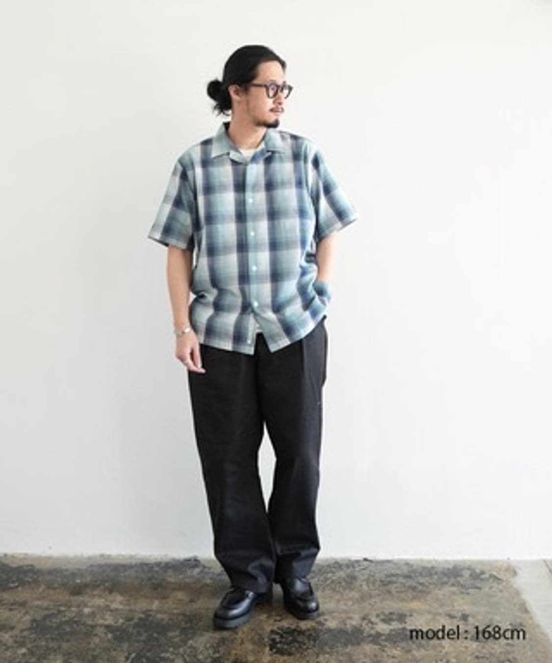 [L][105] 나나미카 오픈 카라 피케 숏슬리브 셔츠 네이비 민트 상품이미지10